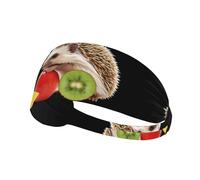 Elastic Sports Headband Hairband MJHKXLJ Little Hedgehog on Fruit Printing Spandex, Soft, Breathable, Quick-Dry