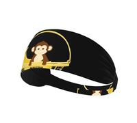 Elastic Sports Headband Hairband MJHKXLJ Little Monkey in The Shopping Basket Printing Spandex, Soft, Breathable, Quick-Dry