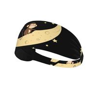 Elastic Sports Headband Hairband MJHKXLJ Little Monkey Picking Stars Printing Spandex, Soft, Breathable, Quick-Dry