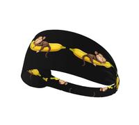 Elastic Sports Headband Hairband MJHKXLJ Little Monkey Sleeping on a Banana Printing Spandex, Soft, Breathable, Quick-Dry