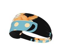 Elastic Sports Headband Hairband MJHKXLJ Little Orange cat in a Polka dot Cup Printing Spandex, Soft, Breathable, Quick-Dry