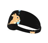 Elastic Sports Headband Hairband MJHKXLJ Little Rabbit Collecting Water Drops Printing Spandex, Soft, Breathable, Quick-Dry
