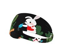 Elastic Sports Headband Hairband MJHKXLJ Little Rabbit Watering The Cactus Printing Spandex, Soft, Breathable, Quick-Dry