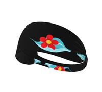 Elastic Sports Headband Hairband MJHKXLJ Little red Flower in The Waves Printing Spandex, Soft, Breathable, Quick-Dry