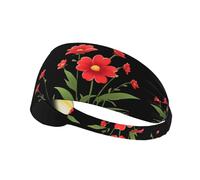 Elastic Sports Headband Hairband MJHKXLJ Little red Flowers Under The Sun Printing Spandex, Soft, Breathable, Quick-Dry