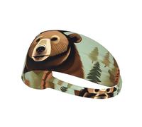 Elastic Sports Headband Hairband MJHKXLJ Lodge Bear Deer Printing Spandex, Soft, Breathable, Quick-Dry