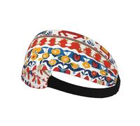 Elastic Sports Headband Hairband MJHKXLJ Runner Swedish Dala Horse Folk Printing Spandex, Soft, Breathable, Quick-Dry