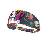 Elastic Sports Headband Hairband MJHKXLJ Sweet Basset Hound Florals Printing Spandex, Soft, Breathable, Quick-Dry