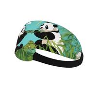 Elastic Sports Headband Hairband MJHKXLJ Two Cute Big Pandas Printing Spandex, Soft, Breathable, Quick-Dry