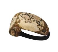Elastic Sports Headband Hairband MJHKXLJ Vintage Old World map Printing Spandex, Soft, Breathable, Quick-Dry
