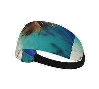 Elastic Sports Headband Hairband MSRHIUEF Caribbean Islands Printed Athletic Band for Women, Men