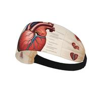 Elastic Sports Headband Hairband MSRHIUEF Human Anatomy Heart Chart Printed Athletic Band for Women, Men