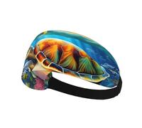 Elastic Sports Headband Hairband MSRHIUEF Sea Turtles Diamond Painting Printed Athletic Band for Women, Men