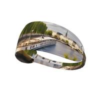 Elastic Sports Headband Hairband View of The Seine Picture Athletic Band for Women, Men