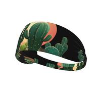 Elastic Sports Headband Hairband WHJSHOP Cactus Before Sunset Stamp Spandex, Soft, Breathable, Quick-Dry