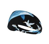 Elastic Sports Headband Hairband WHJSHOP Dolphins Jumping Among Seagulls Stamp Spandex, Soft, Breathable, Quick-Dry
