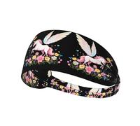 Elastic Sports Headband Hairband WHJSHOP Fantasy Unicorn in The sea of ​​Flowers Stamp Spandex, Soft, Breathable, Quick-Dry