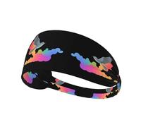 Elastic Sports Headband Hairband WHJSHOP Flying Doves Among Colorful Clouds Stamp Spandex, Soft, Breathable, Quick-Dry