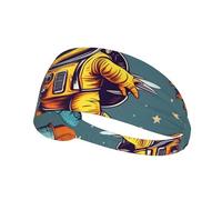 Elastic Sports Headband Hairband WHJSHOP Funny Astronaut Dinosaur Rocket Stamp Spandex, Soft, Breathable, Quick-Dry