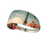 Elastic Sports Headband Hairband WHJSHOP Paris City Tree Eiffel Tower Art Stamp Spandex, Soft, Breathable, Quick-Dry