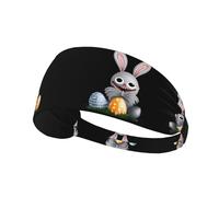 Elastic Sports Headband Hairband WHJSHOP The Little Rabbit Looks for Easter Eggs Stamp Spandex, Soft, Breathable, Quick-Dry