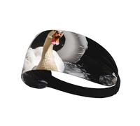 Elastic Sports Headband Hairband XBKGOHA Big white goose in the swimming ring Printed Soft, Breathable, Quick-Dry
