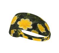 Elastic Sports Headband Hairband XBKGOHA Blooming Yellow Flower Printed Soft, Breathable, Quick-Dry