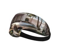 Elastic Sports Headband Hairband XBKGOHA Coconut Grove Courtyard Printed Soft, Breathable, Quick-Dry