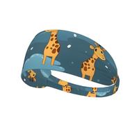 Elastic Sports Headband Hairband XBKGOHA cute cartoon funny giraffes Printed Soft, Breathable, Quick-Dry