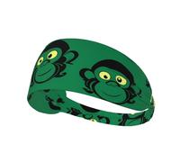 Elastic Sports Headband Hairband XBKGOHA green clever monkey Printed Soft, Breathable, Quick-Dry