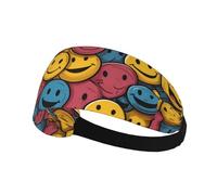 Elastic Sports Headband Hairband XBKGOHA Happy smiley face symbol Printed Soft, Breathable, Quick-Dry