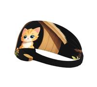 Elastic Sports Headband Hairband XBKGOHA Kitten in the hut Printed Soft, Breathable, Quick-Dry