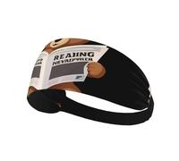 Elastic Sports Headband Hairband XBKGOHA Little bear reading newspaper Printed Soft, Breathable, Quick-Dry