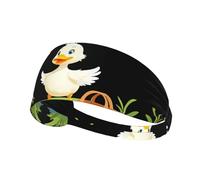 Elastic Sports Headband Hairband XBKGOHA Little duck going on a spring outing Printed Soft, Breathable, Quick-Dry