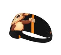 Elastic Sports Headband Hairband XBKGOHA Little monkey swinging a sledgehammer Printed Soft, Breathable, Quick-Dry