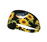 Elastic Sports Headband Hairband XBKGOHA Little swallow among sunflowers Printed Soft, Breathable, Quick-Dry