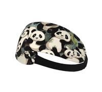 Elastic Sports Headband Hairband XBKGOHA Lying giant pandas Printed Soft, Breathable, Quick-Dry
