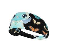 Elastic Sports Headband Hairband XBKGOHA Monsters and butterflies Printed Soft, Breathable, Quick-Dry