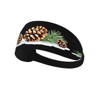 Elastic Sports Headband Hairband XBKGOHA Pine cones on the snow Printed Soft, Breathable, Quick-Dry