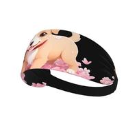 Elastic Sports Headband Hairband XBKGOHA Puppy in the cherry blossom petals Printed Soft, Breathable, Quick-Dry