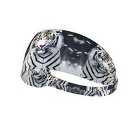 Elastic Sports Headband Hairband XBKGOHA Snow White Tiger Printed Soft, Breathable, Quick-Dry
