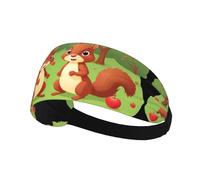 Elastic Sports Headband Hairband XBKGOHA Squirrels in the apple orchard Printed Soft, Breathable, Quick-Dry