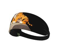 Elastic Sports Headband Hairband XBKGOHA Tiger cub on the rock Printed Soft, Breathable, Quick-Dry