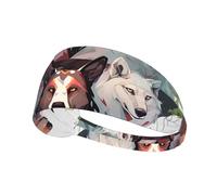 Elastic Sports Headband Hairband XBKGOHA Wolves and Reindeer Printed Soft, Breathable, Quick-Dry