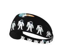 Elastic Sports Headband Hairband YYHHAOFA Astronauts Among The Planets Pattern Athletic Band for Women, Men
