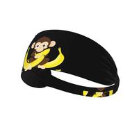 Elastic Sports Headband Hairband YYHHAOFA Baby Monkey Holding Banana Pattern Athletic Band for Women, Men