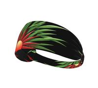 Elastic Sports Headband Hairband YYHHAOFA Bamboo Leaves and red Sun Pattern Athletic Band for Women, Men