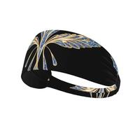 Elastic Sports Headband Hairband YYHHAOFA Beautiful Blue Glitter Wings Pattern Athletic Band for Women, Men