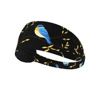 Elastic Sports Headband Hairband YYHHAOFA Birds chirping on willow branches Printing Soft, Breathable, Quick-Dry
