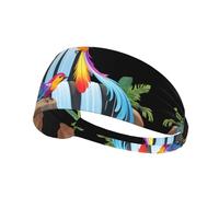 Elastic Sports Headband Hairband YYHHAOFA Birds dancing beside the waterfall Printing Soft, Breathable, Quick-Dry